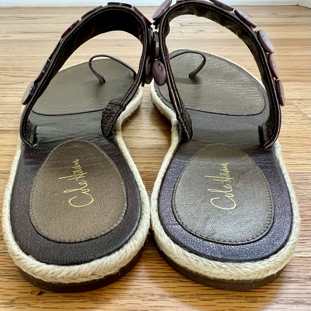 COLE HAAN Dawn Leather Thong Sandal, Metallic Brown, Opalescent Shell Accent 9.5 - Picture 7 of 11